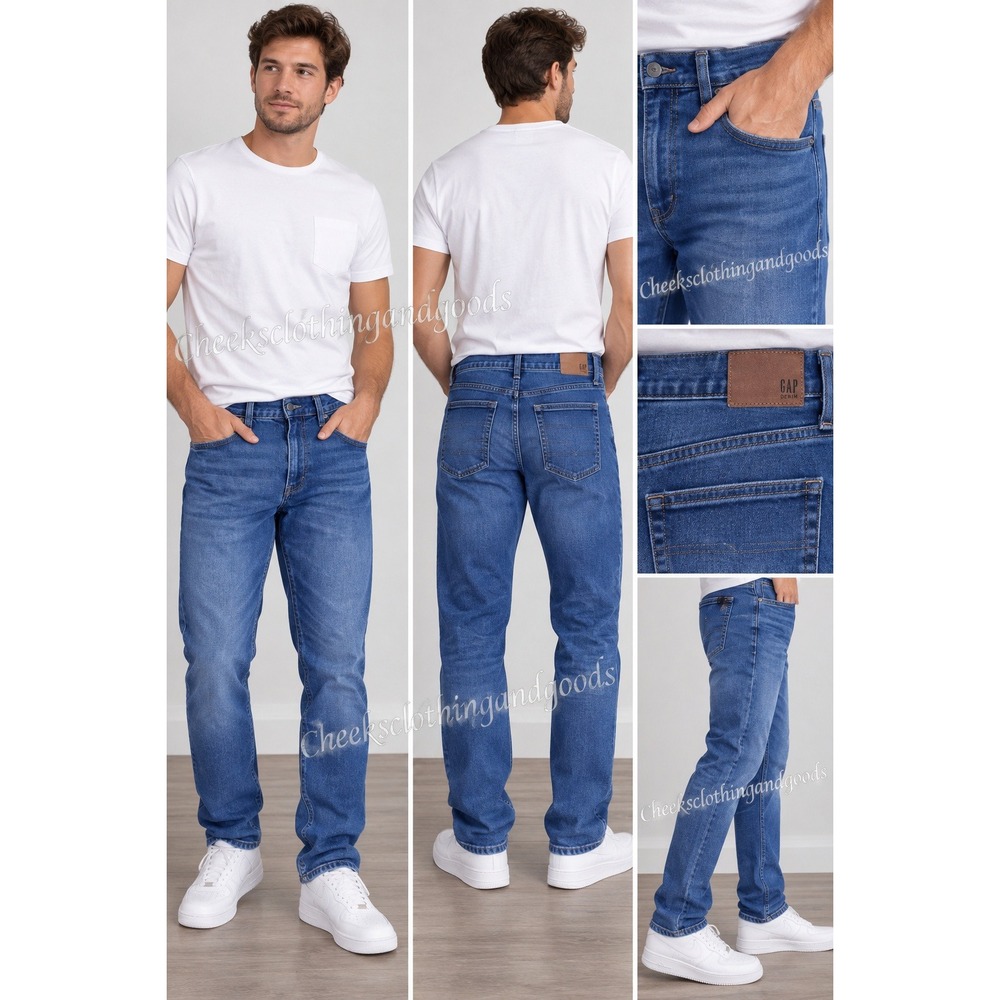 Gap Denim Mens Slim Fit Medium Wash Blue Jeans 33x30 Stretch Lyocell Blend 3180